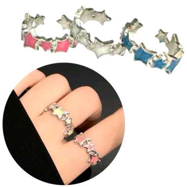 Staryu Star Openning Ring Cincin Bintang Terbuka Y2K Niche Unisex RG Staryu White