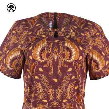 Keris Gallery Dress Batik Lengan Pendek Motif Gurdo Sakti Waluyo XL Merah