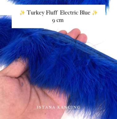 Aplikasi Bulu Lembut Halus Turki Turkey Fluff Feathers 9cm Bordir Renda | Istana Kancing Electric Bl
