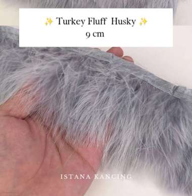Aplikasi Bulu Lembut Halus Turki Turkey Fluff Feathers 9cm Bordir Renda | Istana Kancing Husky 11