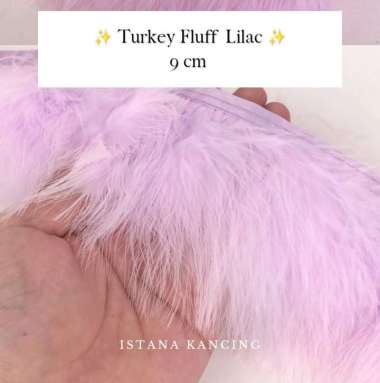 Aplikasi Bulu Lembut Halus Turki Turkey Fluff Feathers 9cm Bordir Renda | Istana Kancing Lilac 13