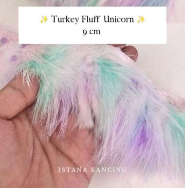 Aplikasi Bulu Lembut Halus Turki Turkey Fluff Feathers 9cm Bordir Renda | Istana Kancing Unicorn 20