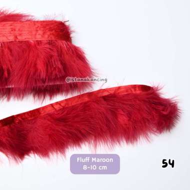 Aplikasi Bulu Lembut Halus Turki Turkey Fluff Feathers 9cm Bordir Renda | Istana Kancing Maroon 54
