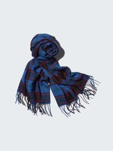 UNIQLO HEATTECH Scarf Syal Winter pria wanita kotak BLUE