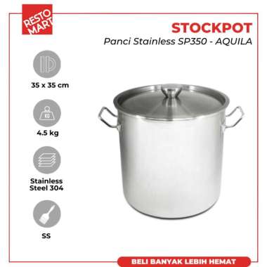Stock Pot 35 / Panci 35 x 35 cm RESTOMART Stainless 304 (0319095)