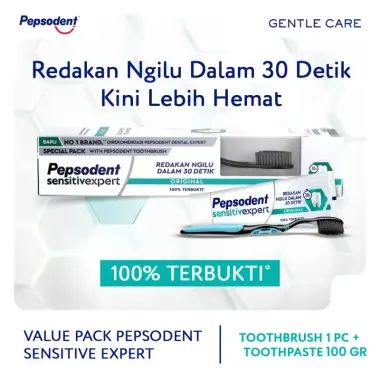 Pepsodent Complete Kit - Pasta Gigi Original Sensitive Expert 100gr dan Sikat Gigi Gentle Care