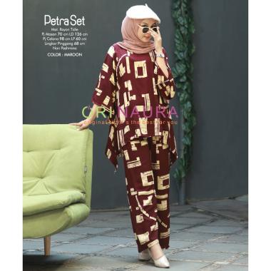 ONE SET WAKA WAKA  2 in 1 PETRA (ATASAN  + CELANA ) / SETELAN WAKA WAKA RAYON / SET RAYON MAROON