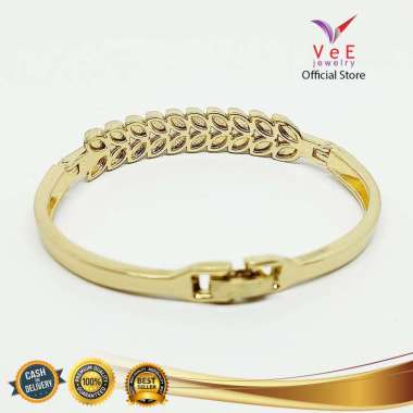 Gelang Wanita Lapis Emas 18K Kristal Swarovski Padi - Vee Bracelet