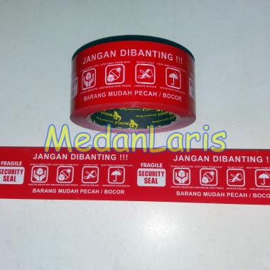 Lakban FRAGILE Jangan Dibanting100m 48mm Security Seal Best Seller merah