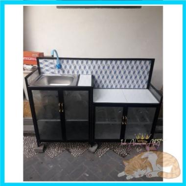 Meja Kompor Lemari Alumunium -Dapur Rak Piring Gelas