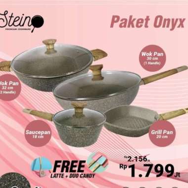 Steincookware Stein Paket Onyx 4 in 1 wok pan saucepan grill pann [FREE SUTIL STEIN FRYDAY/DONUT + B