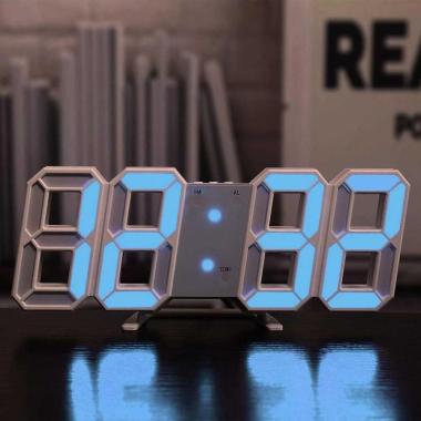 Jam Meja Dinding Digital LED Clock Biru Muda