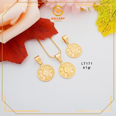 LIONTIN EMAS ASLI KADAR 300 (6K) DAN 375 (8K) KODE LT 171 MODEL RATU QUEEN TAMPAK SAMPING MENYERUPAI