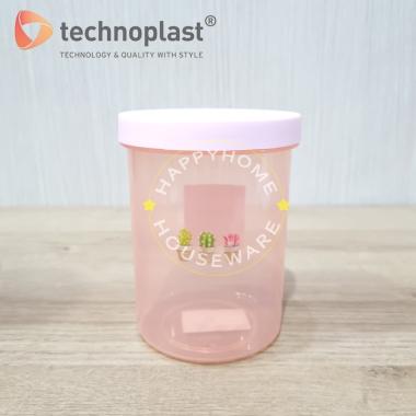 TECHNOPLAST Kata Canister|Toples Plastik Arcylic|Toples Tutup Drat 1150ml Merah Muda