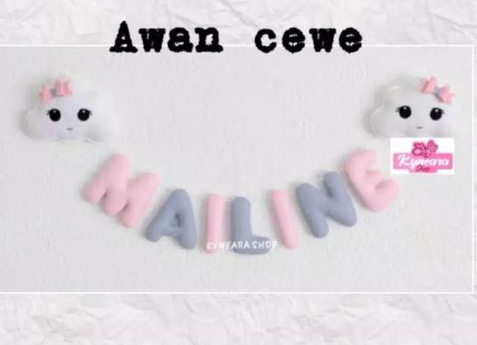 banner nama awan lucu custom nama awan cewe 13cm
