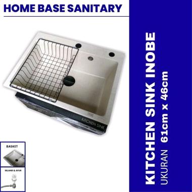 kitchen sink keramik sill granite putih INOBE 61x46 cm / wastafel bak cuci piring granit