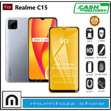Promo Tempered Glass Warna Hp Oppo Realme C15 Anti Gores Kaca Full Layar Full Glue Skin Protector Pe