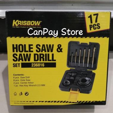 Krisbow Set Gergaji Bor & Mata Gergaji 17 Pcs - Hole Saw