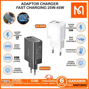Kapala Charger Samsung PD Type C Super FAST Charging 25w 45w MCDODO varian CH-7921 65W