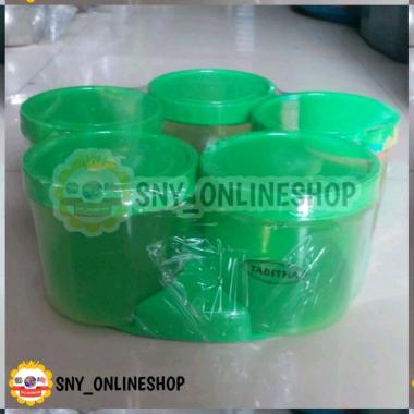 Toples Set 5 / 5 Toples + 1 Nampan / Toples Nampan Rotary Tabitha Hijau