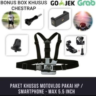 CHESTRAP MOTOVLOG DAN VLOG UNTUK HANDPHONE MOUNTING DADA chestrap HP