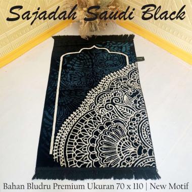 Sajadah Turki Hitam Premium Tebal Motif Bunga Cantik/Sajadah Couple Kado Pernikahan Aster