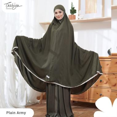 MUKENA TAZBIYA DEWASA PREMIUM JUMBO RENDA PLAIN ARMY