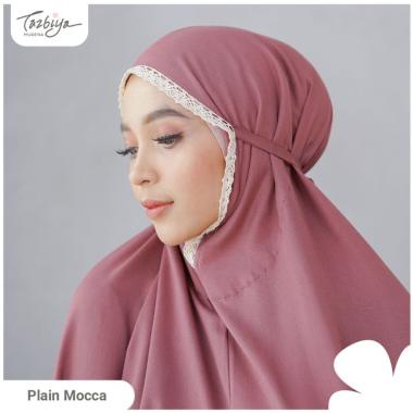 MUKENA TAZBIYA DEWASA PREMIUM JUMBO RENDA PLAIN MOCCA