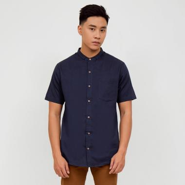 Kemeja Pria Shanghai Polos Pendek Navy M