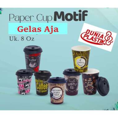 Isi 50pcs Paper Cup Motif 8oz Gelas Kopi Kertas AGP (Paper Cup Aja)