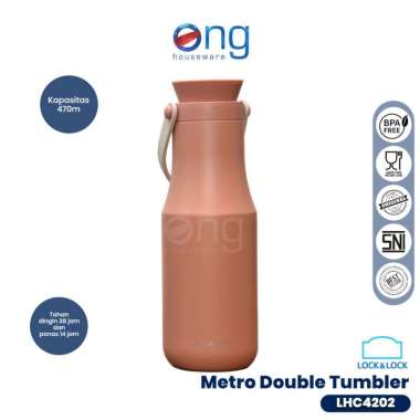 Lock n Lock Metro Double Mug Tumbler Hot & Cool 470ml 710ml Botol Air Minum Termos Lock&Lock Pink 47