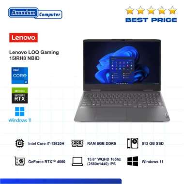 Laptop Lenovo LOQ 15IRH8 i7 13620H 8GB 512GB SSD RTX4060 W11+OHS NBID - ORI 8GB