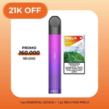RELX Bundle Essential Neon Purple Device and Pod (Isi 1 Pod) Menthol Xtra