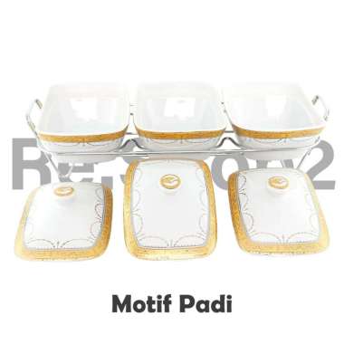 ZS Tempat Wadah Saji Makanan Prasmanan Keramik Set Vicenza Padi