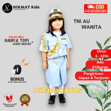 BAJU PROFESI TENTARA WANITA ANAK PEREMPUAN ANGKATAN UDARA KOSTUM TK SD - No.5 (7-9Tahun)