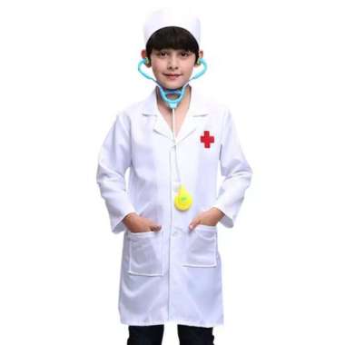 BAJU DOKTER KECIL ANAK PEREMPUAN/LAKI LAKI SET STETOSKOP SESUAI GAMBAR - 3-4 tahun