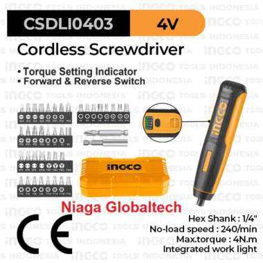 INGCO CSDLI0403 OBENG BATERAI 4V CORDLESS SCREWDRIVER OBENG LISTRIK 4V