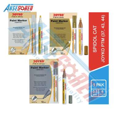 Aksesoren Spidol Joyko Permanen [1 Pack/12 pcs] Sepidol Cat Papan Tulis Kaca Kayu Warna Putih Silver