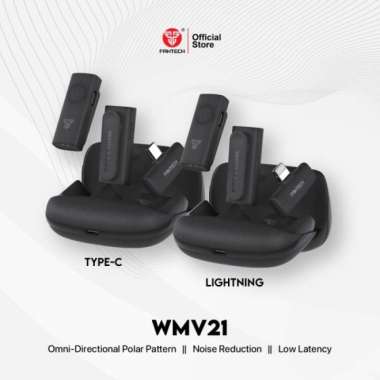 Fantech LEVIOSA AIR Lavalier Wireless Microphone Clip on Mic TypeC IOS WMV12 Dual Mic Lightning