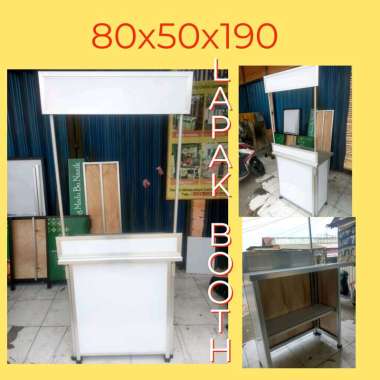 Meja Lipat Gerobak Lipat Booth Portable Bisa Dilipat POLOS 80x50x190 1 rak + roda