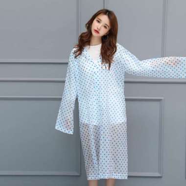 FELWINSHOP Jas Hujan Terusan Raincoat Gamis EVA - Raincoat Mantel Hujan Dewasa Polkadot polkadot kun