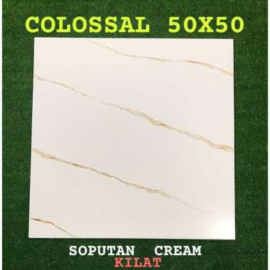 Keramik Colossal 50x50 Soputan Cream - Kilat
