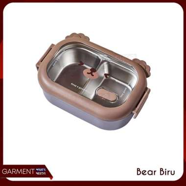 Kotak Makan Stainless Kedap Udara Lucu Bebek Bear Bekal Bento Lunch Box Sealed Sekat Tahan Panas BEA