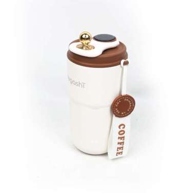 [CUSTOM NAMA] REGASHI THERMO CUP BOTOL MINUM TUMBLR LED -LORENA Brown