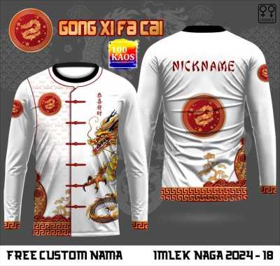 jersey drifit imlek 2024 shio naga lengan panjang pria wanita 02 XXXL PUTIH