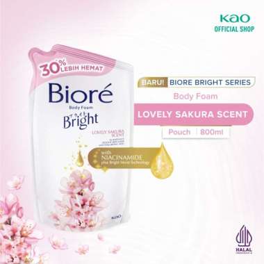 Promo Harga Biore Body Foam Bright Lovely Sakura Scent 800 ml - Blibli