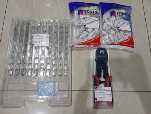 Forteq Paket Crimping Toll + RJ45 FTP Cat 6A W/ Rubber (100pcs)