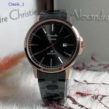 Original 100%!! Jam Alexandre Christie Pria AC 1014 AC1014 Black Rosegold Garansi Resmi 1 tahun
