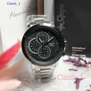 Original 100%!! Alexandre Christie Pria AC 6563 / AC6563 Silver Black Garansi Resmi 1 tahun