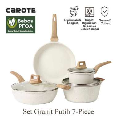 Carote Ew Wajan Panci Paket Keluarga Set Anti Lengket (4 Buah) Granit White Carote